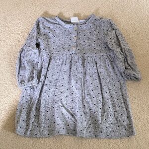 Zara Soft Feel Gray Knit Dress with Black Dot Print